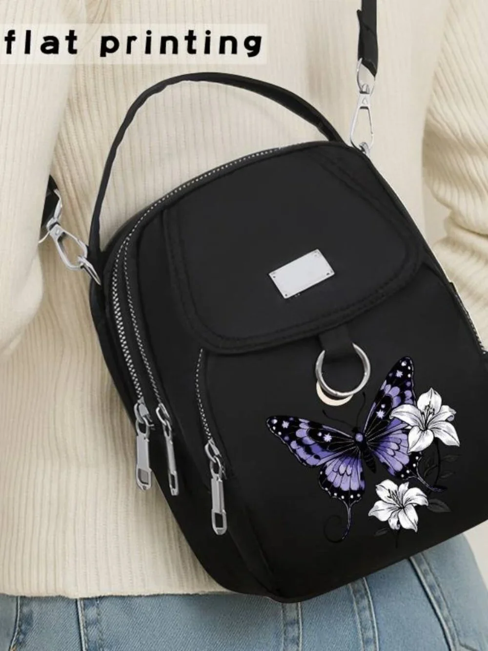 2D Flat Printing Pattern Light Commuter Messenger Bag Shoulder Bag Handbag